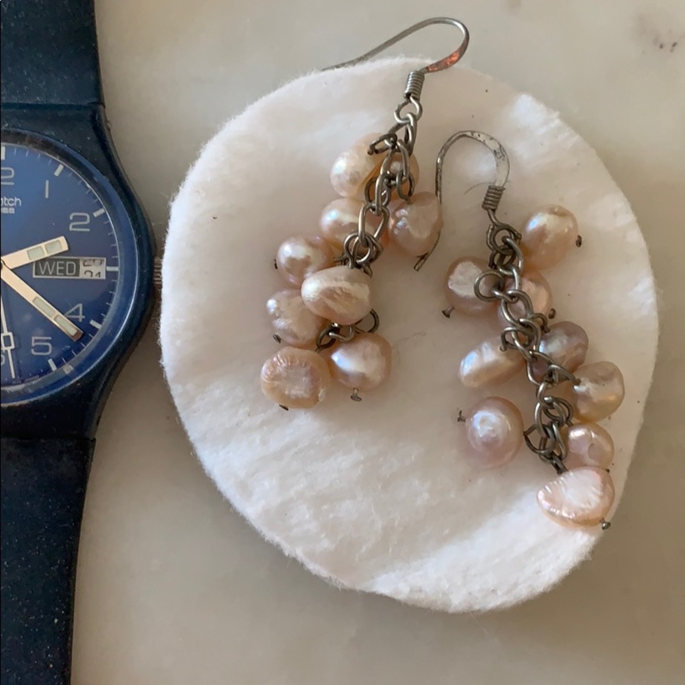 COPY - REAL PINK PEARL DROP EARRINGS